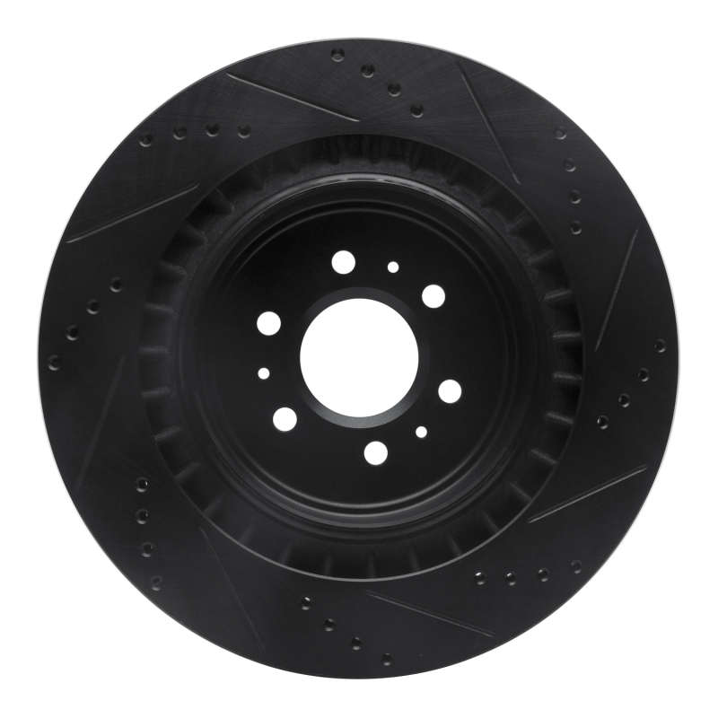 Cadillac STS Brake Rotor (1) - Rear Left - R1 Concepts - Drilled & Slotted - Black - `04-`11